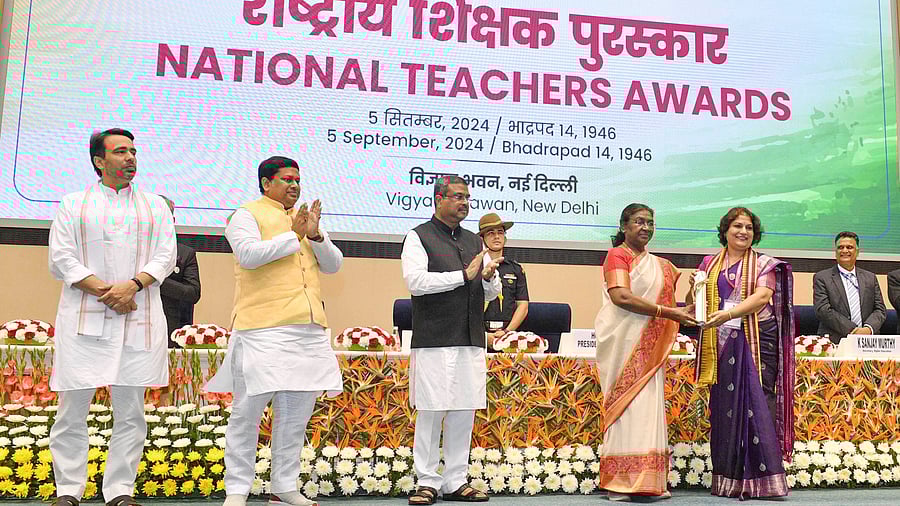 <div class="paragraphs"><p> ‘National Teachers’ Awards’ function on the occasion of Teachers’ Day, in New Delhi, Thursday, Sept. 5, 2024.</p></div>